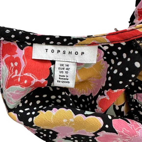 Topshop multicolor puff sleeve floral midi open back dress - Picture 7 of 8